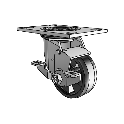 4 Series 1 1/2" Casters Top Plate Swivel Zinc with 4 x 1.5 Maxim Wheel and Top Lock Brake