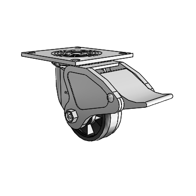 4 Series 1 1/2" Casters Top Plate Swivel Zinc with 4 x 1.5 Maxim Wheel and Total Lock Brake