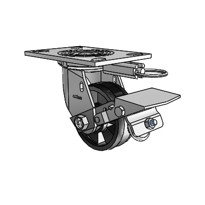 4 Series 1 1/2" Casters Top Plate Swivel Zinc with 4 x 1.5 Maxim Wheel and Tread Lock Brake