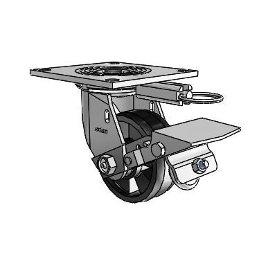 4 Series 1 1/2" Casters Top Plate Swivel Zinc with 4 x 1.5 Maxim Wheel and Tread Lock Brake