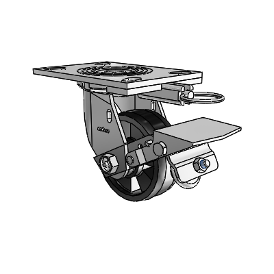 4 Series 1 1/2" Casters Top Plate Swivel Zinc with 4 x 1.5 Maxim Wheel and Tread Lock Brake