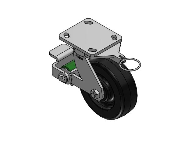 110 Series Kingpinless Top Plate Swivel Caster with 6 x 2 Black Phenolic Resin TM - Phenolic Wheel and Poly Cam Brake