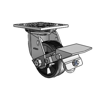4 Series 1 1/2" Casters Top Plate Swivel Zinc with 4 x 1.5 Maxim Wheel and Tread Lock Brake
