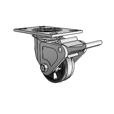 4 Series 1 1/2" Casters Top Plate Swivel Zinc with 4 x 1.5 Maxim Wheel and Tech Lock Brake