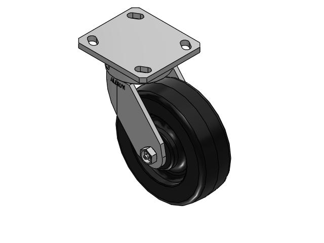 110 Series Kingpinless Top Plate Swivel Caster with 6 x 2 Black Phenolic Resin TM - Phenolic Wheel