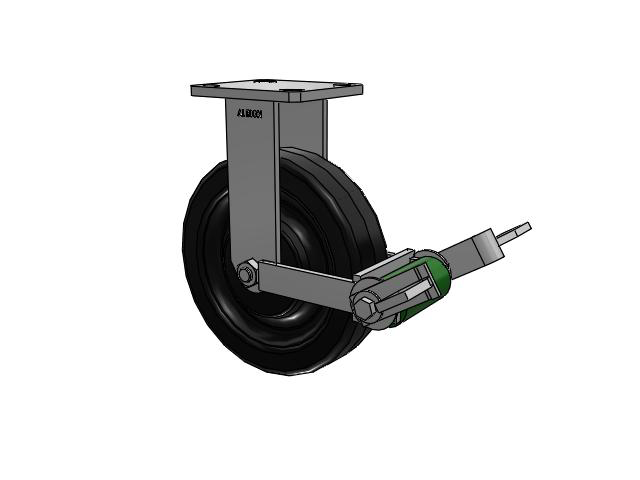 110 Series Kingpinless Top Plate Rigid Caster with 8 x 2 Black Phenolic Resin TM - Phenolic Wheel and Poly Cam Brake