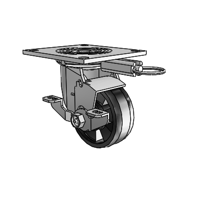 4 Series 1 1/2" Casters Top Plate Swivel Zinc with 4 x 1.5 Maxim Wheel and Top Lock Brake
