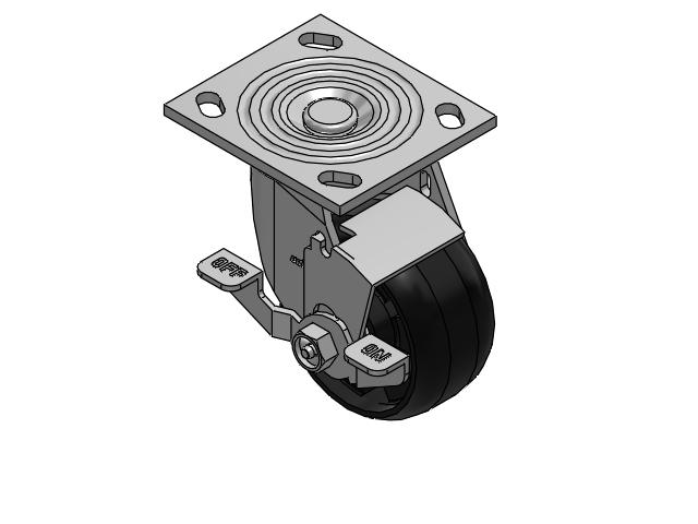 4 Series 2 Inch Wide Top Plate Swivel Caster Caster with 4 x 2 Maxim Wheel and Top Lock Brake