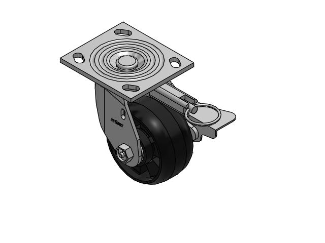 4 Series 2 Inch Wide Top Plate Swivel Caster Caster with 4 x 2 Maxim Wheel and Side Lock Brake