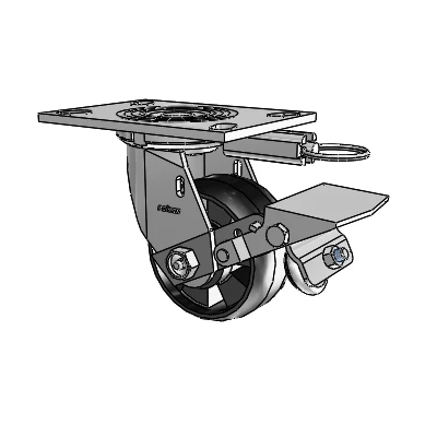 4 Series 2 Inch Wide Top Plate Swivel Caster Caster with 4 x 2 Maxim Wheel and Tread Lock Brake