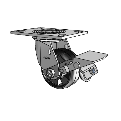 4 Series 2 Inch Wide Top Plate Swivel Caster Caster with 4 x 2 Maxim Wheel and Tread Lock Brake