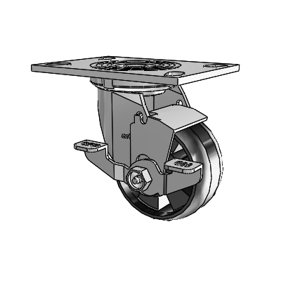 4 Series 2 Inch Wide Top Plate Swivel Caster Caster with 4 x 2 Maxim Wheel and Top Lock Brake