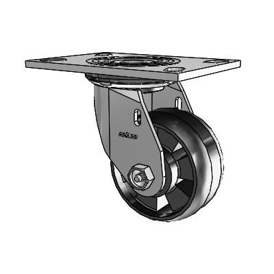 Roulette pivotante de la série 4 avec plaque supérieure de 2 pouces de large, équipée d'une roue Maxim 4 x 2