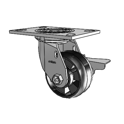 4 Series 2 Inch Wide Top Plate Swivel Caster Caster with 4 x 2 Maxim Wheel and Side Lock Brake