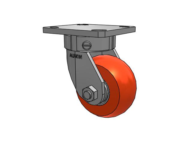 110 Series Kingpinless Top Plate Swivel Caster with 4 x 2 Orange Tread on Aluminum Core UA - Magnum Polyurethane (Aluminum Core) Wheel