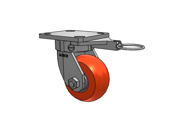 110 Series Kingpinless Top Plate Swivel Caster with 4 x 2 Orange Tread on Aluminum Core UA - Magnum Polyurethane (Aluminum Core) Wheel