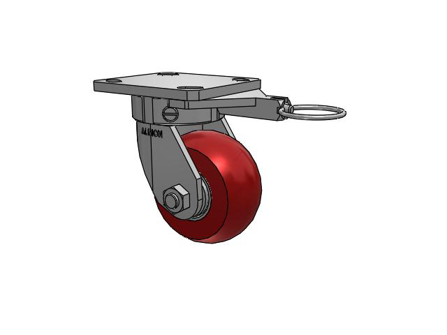 110 Series Kingpinless Top Plate Swivel Caster with 4 x 2 Red Tread on Aluminum Core UA - Magnum Polyurethane (Aluminum Core) Wheel
