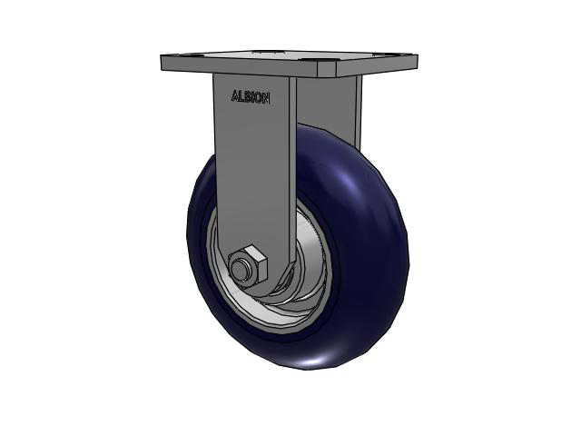 110 Series Kingpinless Top Plate Rigid Caster with 6 x 2 Blue Tread on Aluminum Core UA - Magnum Polyurethane (Aluminum Core) Wheel