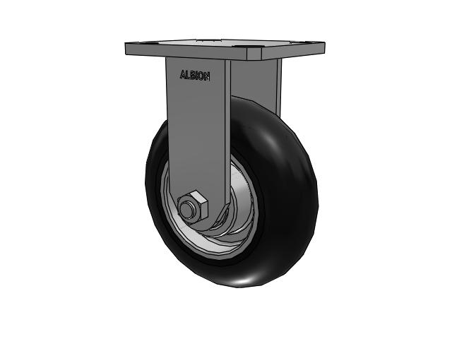 110 Series Kingpinless Top Plate Rigid Caster with 6 x 2 Black Tread on Aluminum Core UA - Magnum Polyurethane (Aluminum Core) Wheel