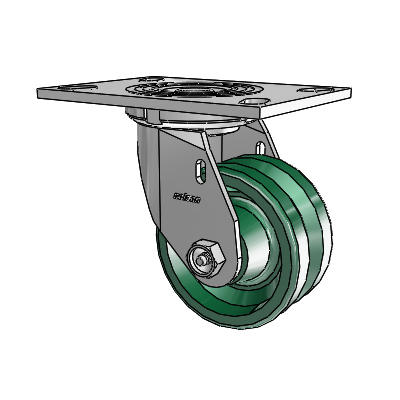 4 Series 2 Inch Wide Top Plate Swivel Caster Caster with 4 x 2 V-Groove Wheel