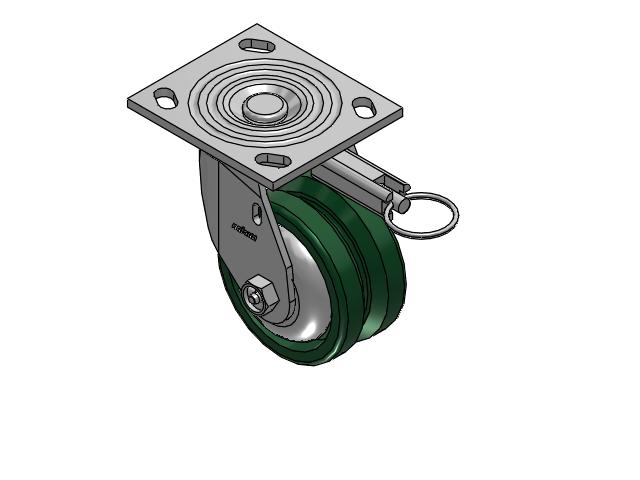 4 Series 2 Inch Wide Top Plate Swivel Caster Caster with 4 x 2 V-Groove Wheel