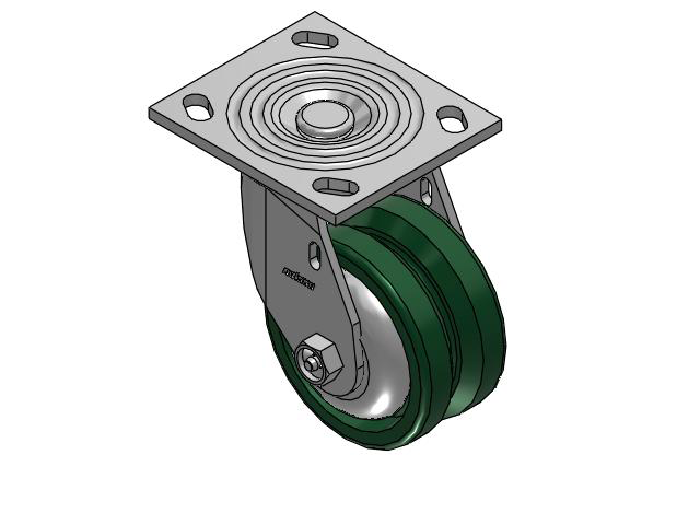 4 Series 2 Inch Wide Top Plate Swivel Caster Caster with 4 x 2 V-Groove Wheel