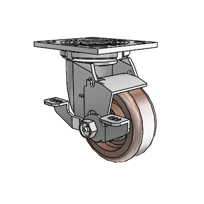 4 Series 1 1/2" Casters Top Plate Swivel Zinc with 4 x 1.5 Thermo Wheel and Top Lock Brake