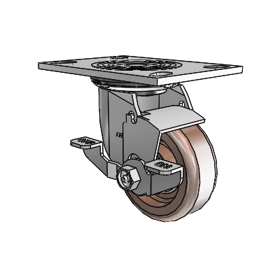 4 Series 1 1/2" Casters Top Plate Swivel Zinc with 4 x 1.5 Thermo Wheel and Top Lock Brake