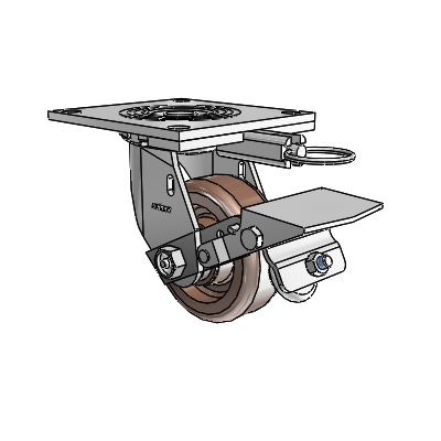 4 Series 1 1/2" Casters Top Plate Swivel Zinc with 4 x 1.5 Thermo Wheel and Tread Lock Brake