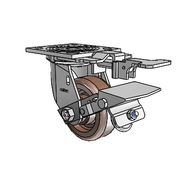 4 Series 1 1/2" Casters Top Plate Swivel Zinc with 4 x 1.5 Thermo Wheel and Tread Lock Brake