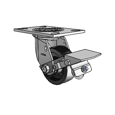 4 Series 1 1/2" Casters Top Plate Swivel Zinc with 4 x 1.5 Polyolefin Wheel and Tread Lock Brake