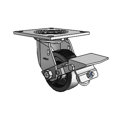 4 Series 1 1/2" Casters Top Plate Swivel Zinc with 4 x 1.5 Polyolefin Wheel and Tread Lock Brake
