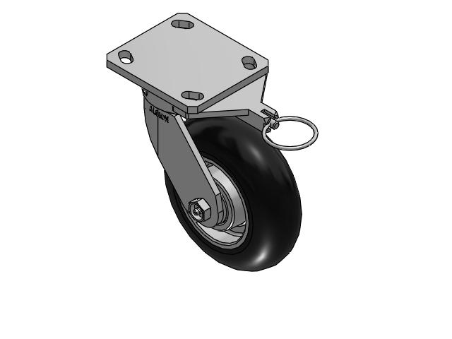 110 Series Kingpinless Top Plate Swivel Caster with 6 x 2 Black Tread on Aluminum Core UA - Magnum Polyurethane (Aluminum Core) Wheel