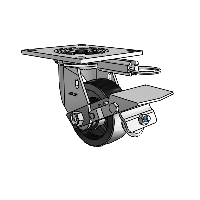 4 Series 1 1/2" Casters Top Plate Swivel Zinc with 4 x 1.5 Polyolefin Wheel and Tread Lock Brake