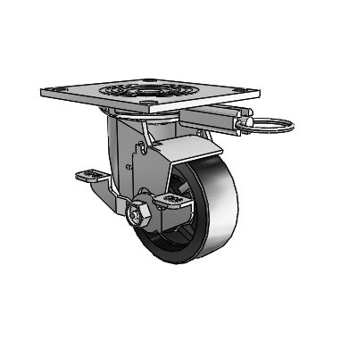 4 Series 1 1/2" Casters Top Plate Swivel Zinc with 4 x 1.5 Polyolefin Wheel and Top Lock Brake