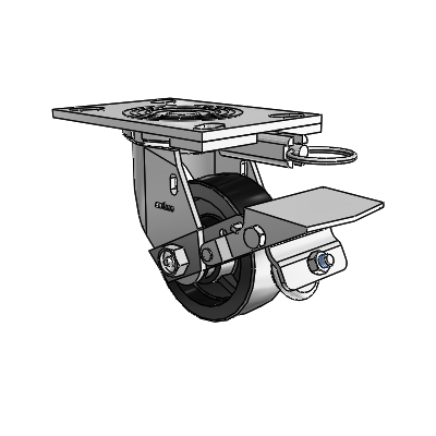 4 Series 1 1/2" Casters Top Plate Swivel Zinc with 4 x 1.5 Polyolefin Wheel and Tread Lock Brake