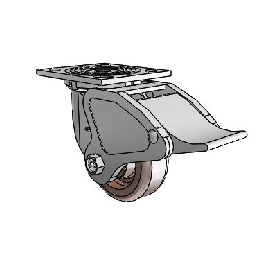 4 Series 1 1/2" Casters Top Plate Swivel Zinc with 4 x 1.5 Thermo Wheel and Total Lock Brake