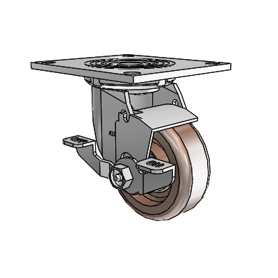 4 Series 1 1/2" Casters Top Plate Swivel Zinc with 4 x 1.5 Thermo Wheel and Top Lock Brake