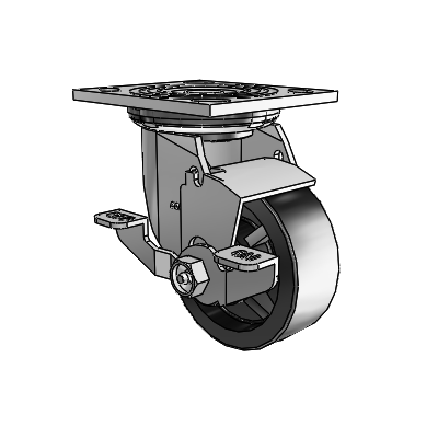 4 Series 1 1/2" Casters Top Plate Swivel Zinc with 4 x 1.5 Polyolefin Wheel and Top Lock Brake