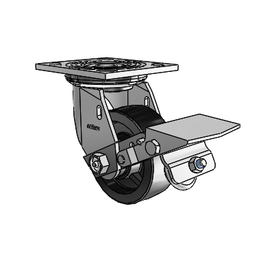 4 Series 1 1/2" Casters Top Plate Swivel Zinc with 4 x 1.5 Polyolefin Wheel and Tread Lock Brake