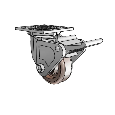 4 Series 1 1/2" Casters Top Plate Swivel Zinc with 4 x 1.5 Thermo Wheel and Tech Lock Brake