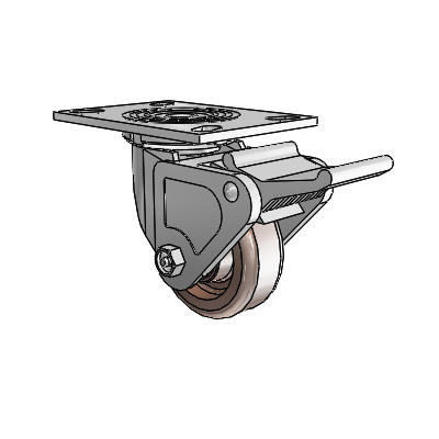 4 Series 1 1/2" Casters Top Plate Swivel Zinc with 4 x 1.5 Thermo Wheel and Tech Lock Brake