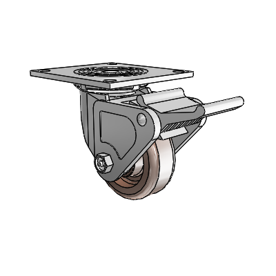 4 Series 1 1/2" Casters Top Plate Swivel Zinc with 4 x 1.5 Thermo Wheel and Tech Lock Brake