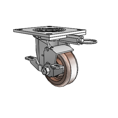 4 Series 1 1/2" Casters Top Plate Swivel Zinc with 4 x 1.5 Thermo Wheel and Top Lock Brake