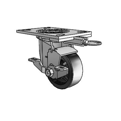 4 Series 1 1/2" Casters Top Plate Swivel Zinc with 4 x 1.5 Polyolefin Wheel and Top Lock Brake