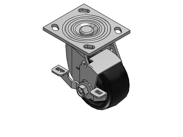 4 Series 2 Inch Wide Top Plate Swivel Caster Caster with 4 x 2 Endura Solid Elastomer Wheel and Top Lock Brake