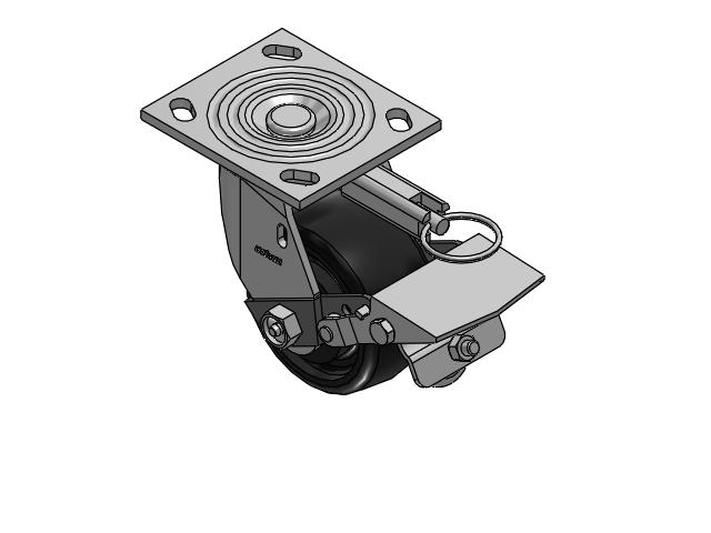 4 Series 2 Inch Wide Top Plate Swivel Caster Caster with 4 x 2 Endura Solid Elastomer Wheel and Tread Lock Brake