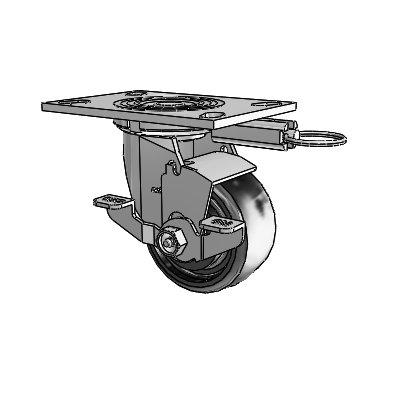 4 Series 2 Inch Wide Top Plate Swivel Caster Caster with 4 x 2 Endura Solid Elastomer Wheel and Top Lock Brake