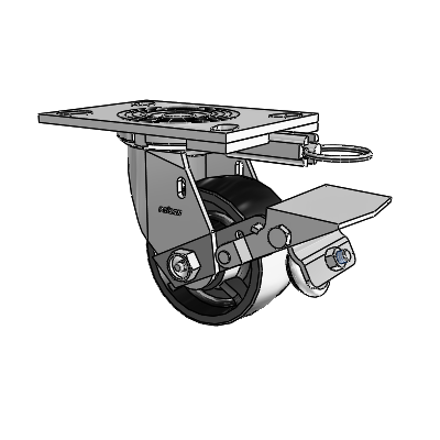 4 Series 2 Inch Wide Top Plate Swivel Caster Caster with 4 x 2 Polyolefin Wheel and Tread Lock Brake