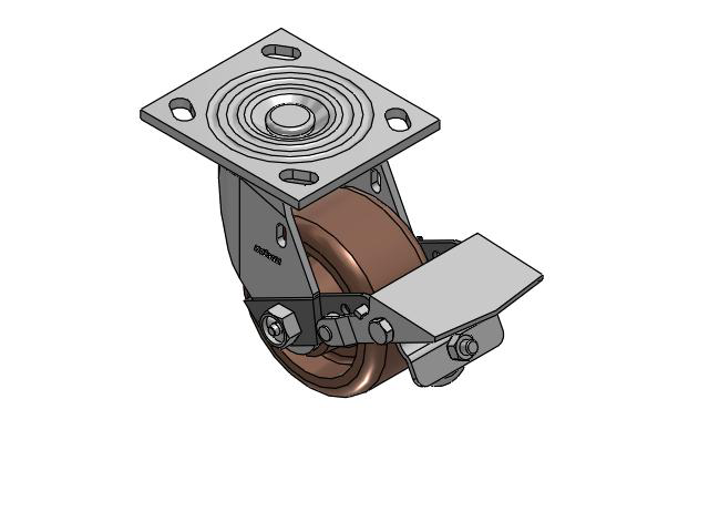 4 Series 2 Inch Wide Top Plate Swivel Caster Caster with 4 x 2 Thermo Wheel and Tread Lock Brake